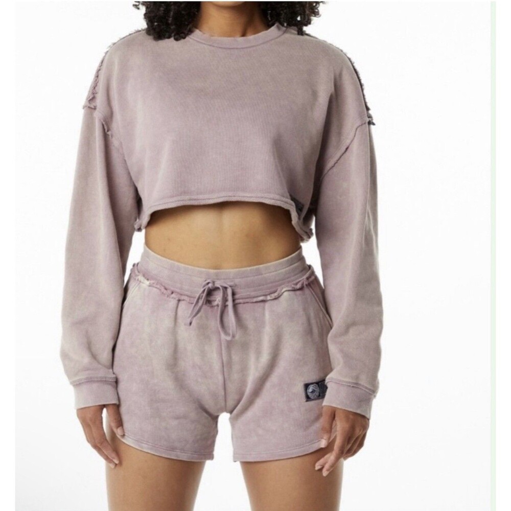 Alphalete Women's Terry Oversized Crop Pullover - Rose Quartz  , Size Small